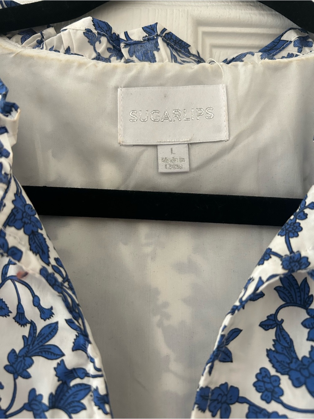 Sugarlips White and Blue Floral Mini Dress - Picture 4 of 4